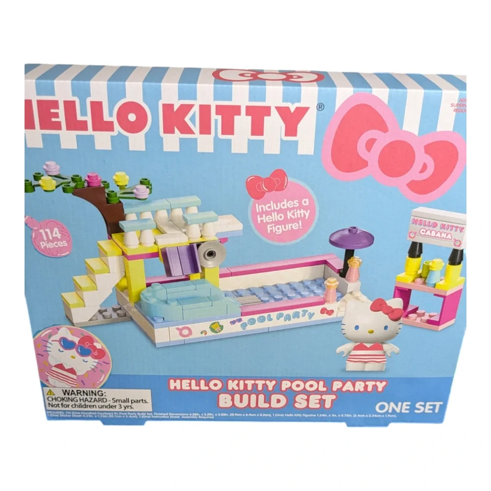 SANIRO - HELLO KITTY AND FRIENDS POOL PARTY BUILD SET - 114 Pc Set